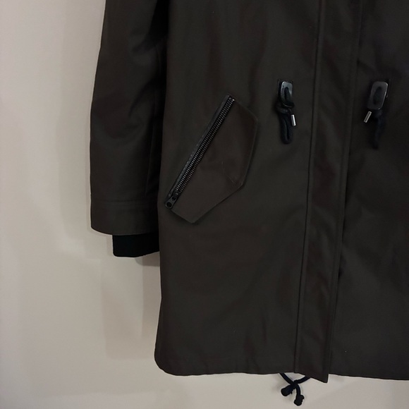 Mackage Moritz Twill Parka with Fur Lined Hood Green and Burgundy - Picture 6 of 9